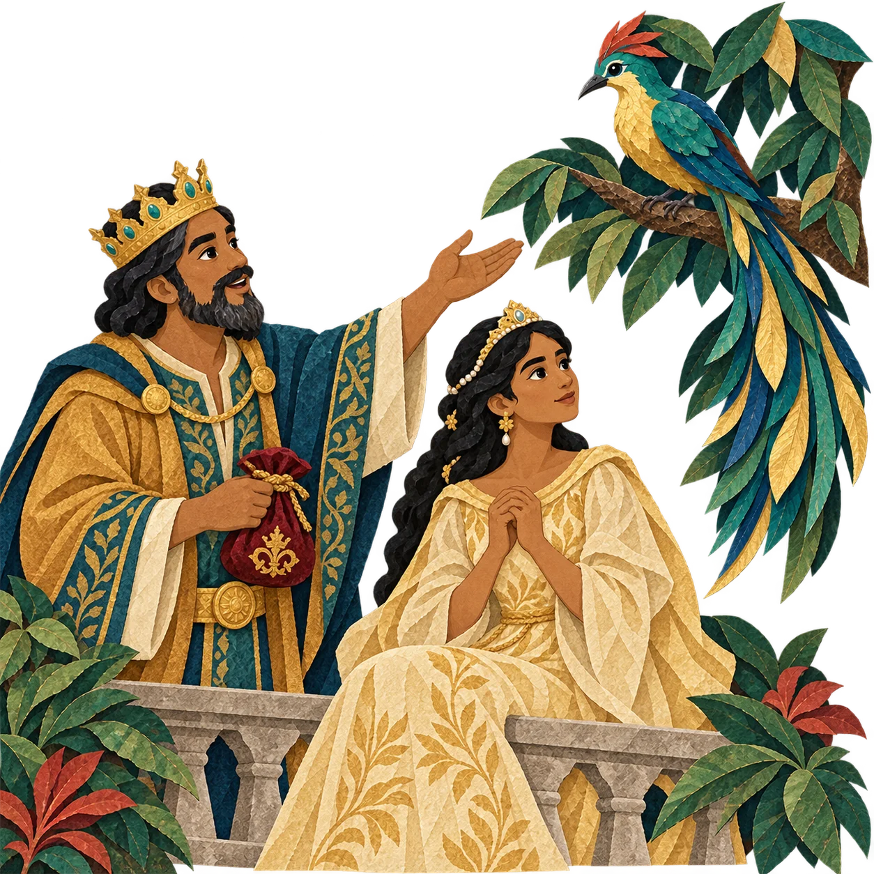 The king speaks of the singing Aderna bird and his promised reward