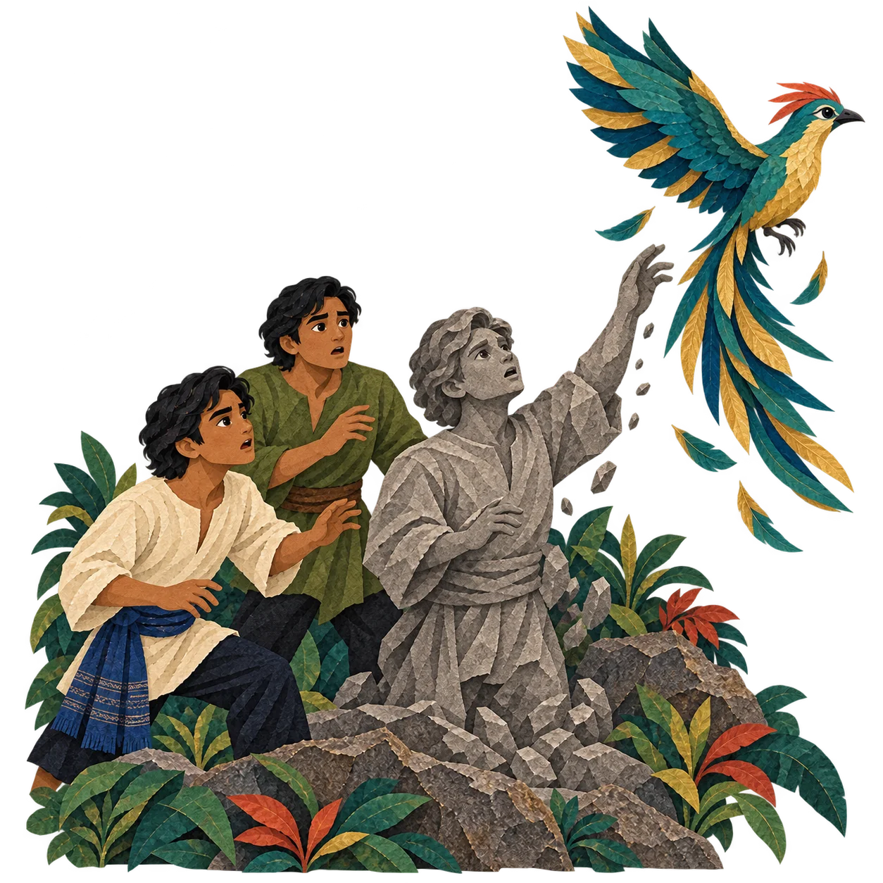 Diego reaches for the Aderna and turns to stone as it flies away