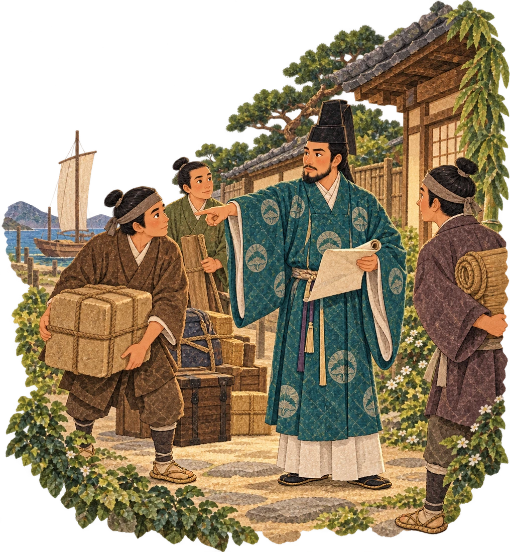 The fourth suitor orders servants to search for the dragon jewel while Princess Moonlight remains at home