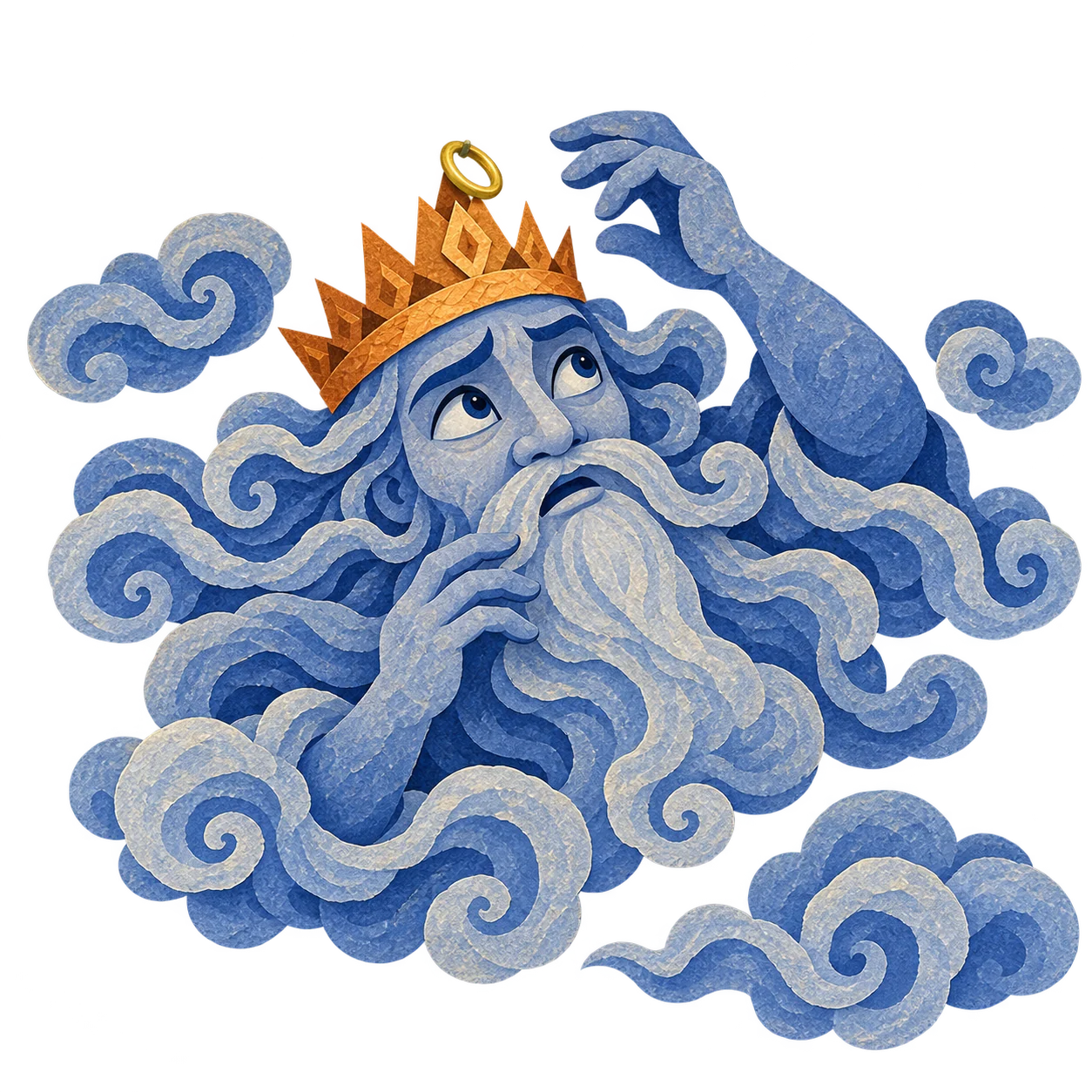 The King of Air worries about his ring, which is caught on his crown