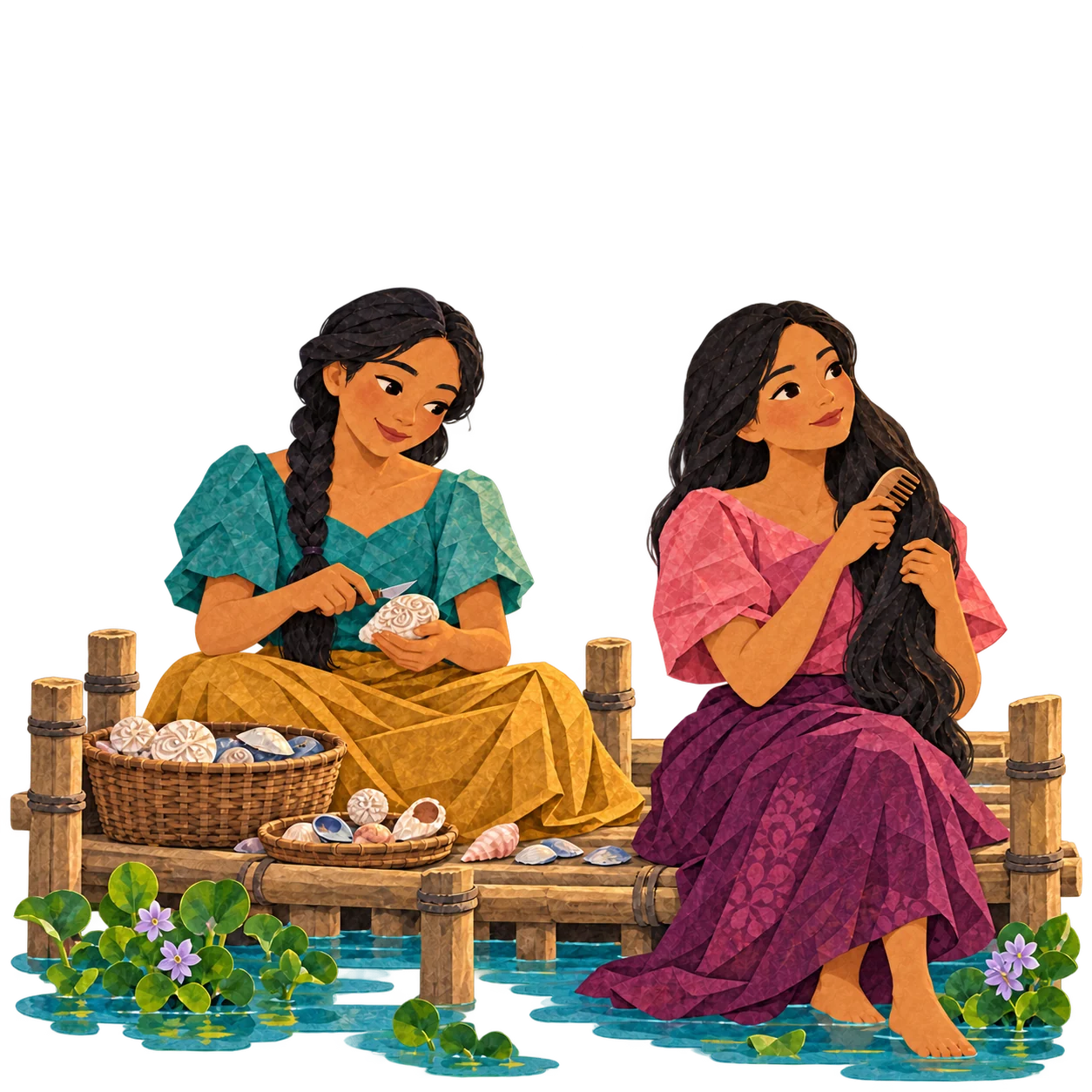 After their father dies, Mangita works carving shells beside the lake