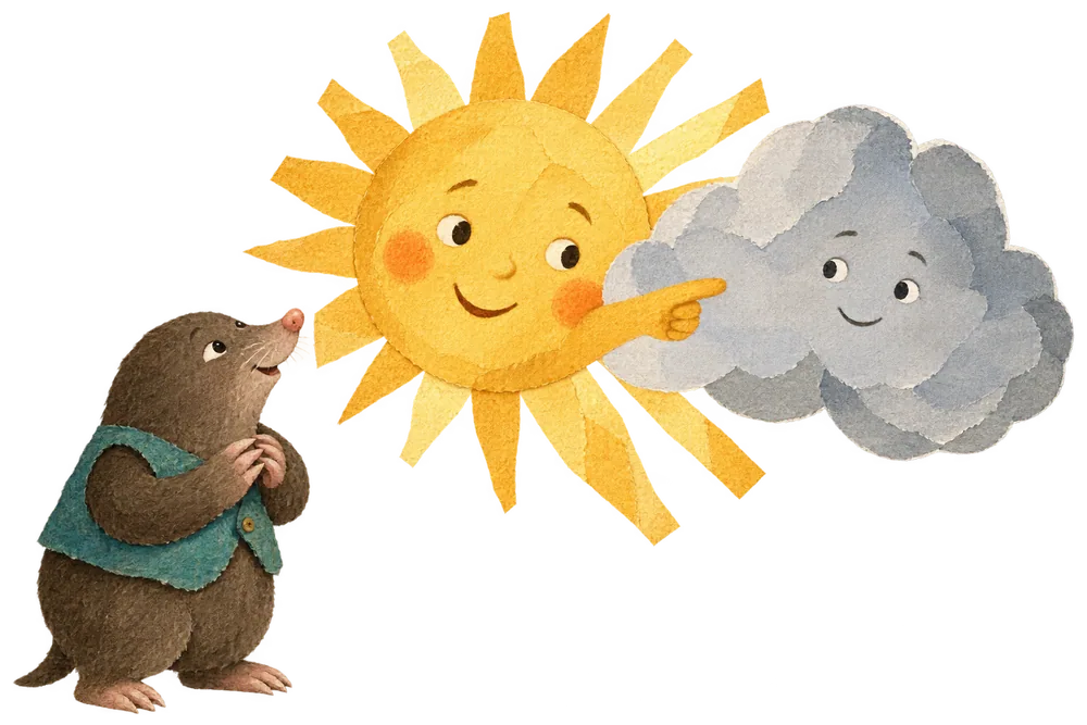 The Sun sends Father Mole to the Cloud that can hide it