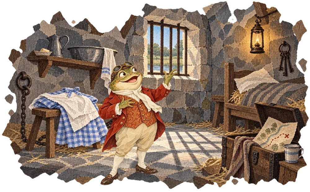 Toad is taken to prison after stealing another motorcar
