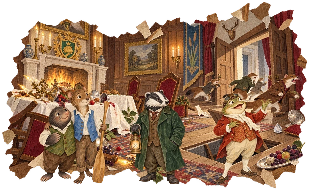 Mole, Rat, Badger and Toad retake Toad Hall
